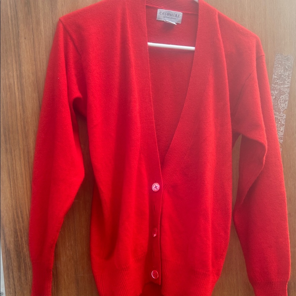 Sutton studio Women's Red cashmere Cardigan Sweater Sz 8